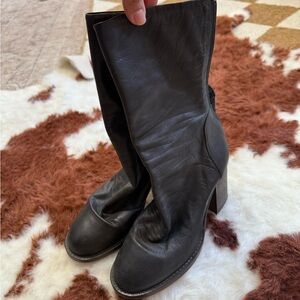 Free People Elle block heel slouchy leather boots